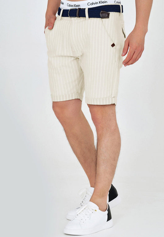 Indicode Herren Lleida Shorts mit 5 Taschen inkl. Gürtel aus 98% Baumwolle - INDICODE