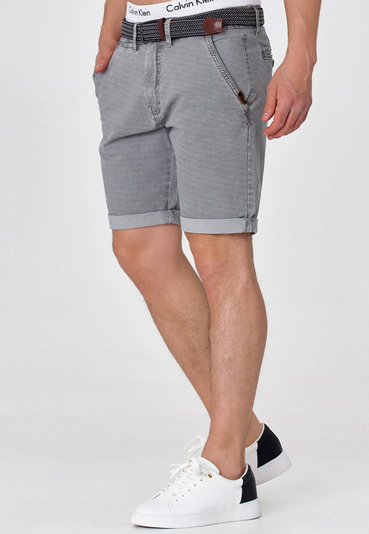 Indicode Herren Caedmon Chino Shorts mit 4 Taschen inkl. Gürtel aus 98% Baumwolle - INDICODE