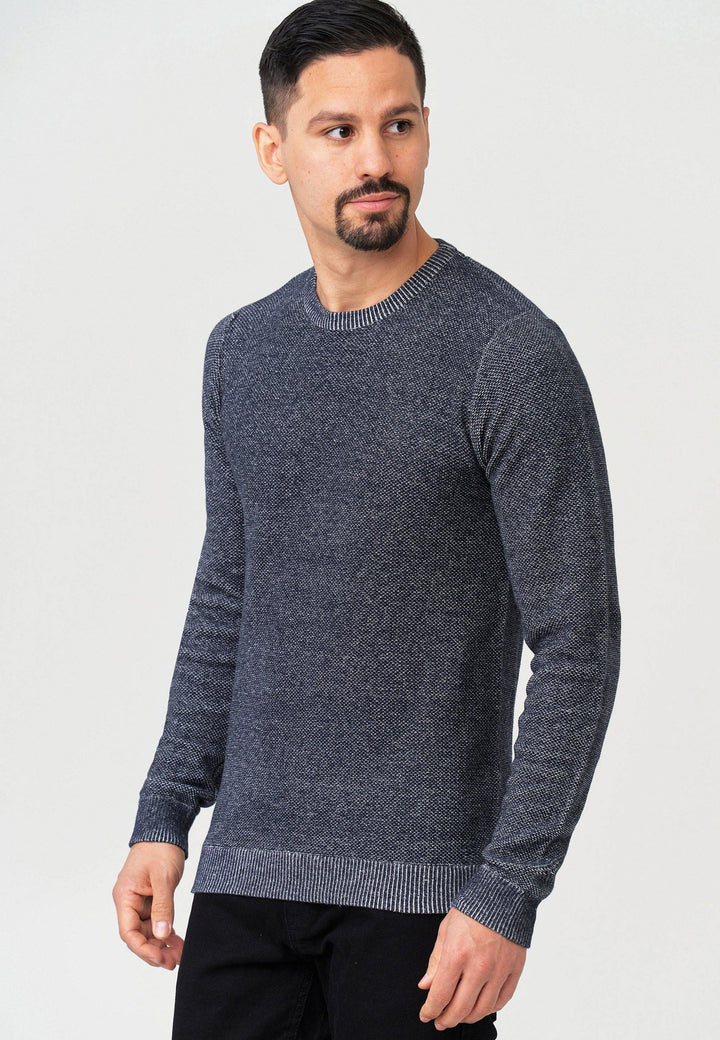 Jeff Herren Crespo Feinstrickpullover mit Ripp-Bündchen & Rundhals-Ausschnitt aus 100% Baumwolle - INDICODE