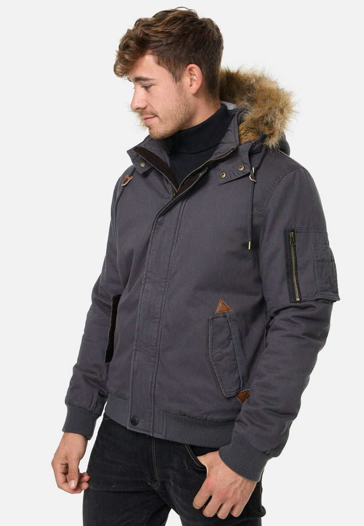 Indicode Herren Pennington Winterjacke aus 100% Baumwolle mit Teddy-Futter & abnehmbarer Kapuze - INDICODE