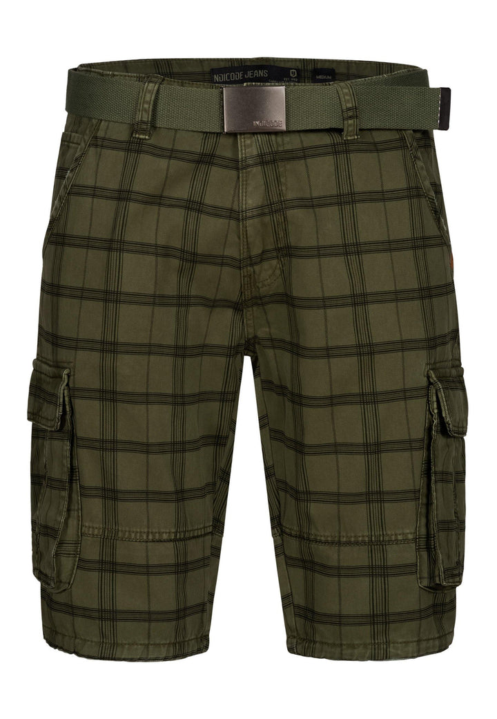 Indicode Herren Blixt Cargo Shorts mit 6 Taschen inkl. Gürtel aus 100% Baumwolle - INDICODE