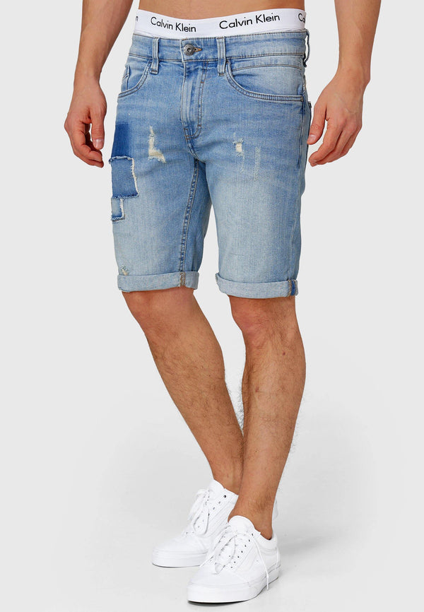 Indicode Herren Roberts Jeans Shorts mit 5 Taschen aus 98% Baumwolle