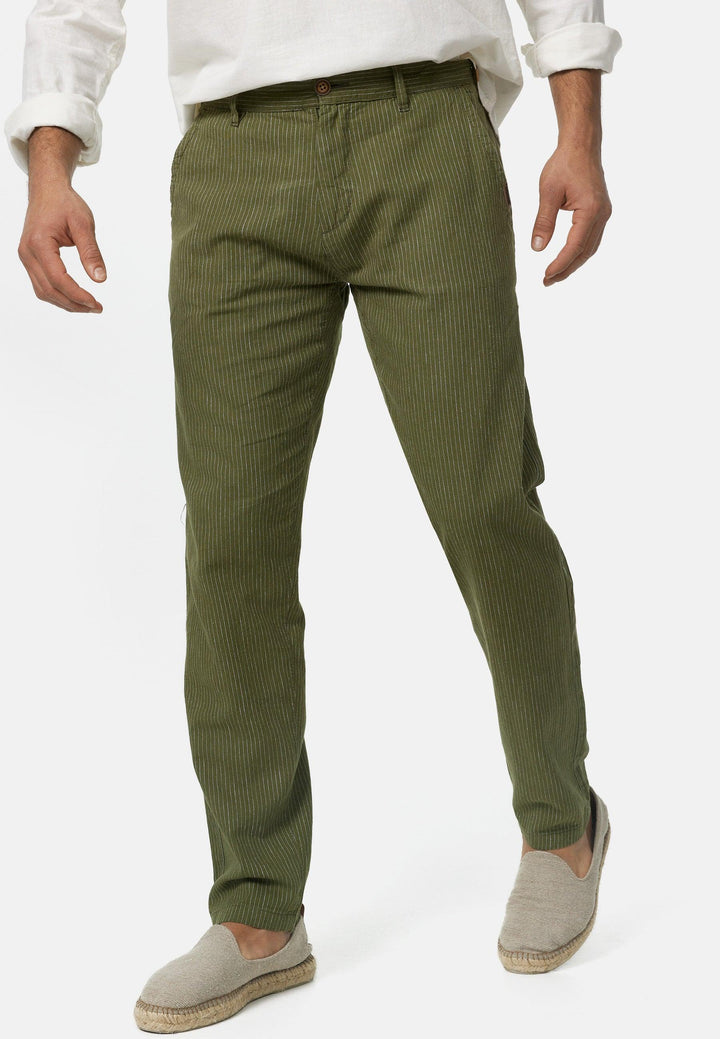Indicode Herren Arona Stoffhose aus Baumwolle & Leinen mit 4 Taschen - INDICODE