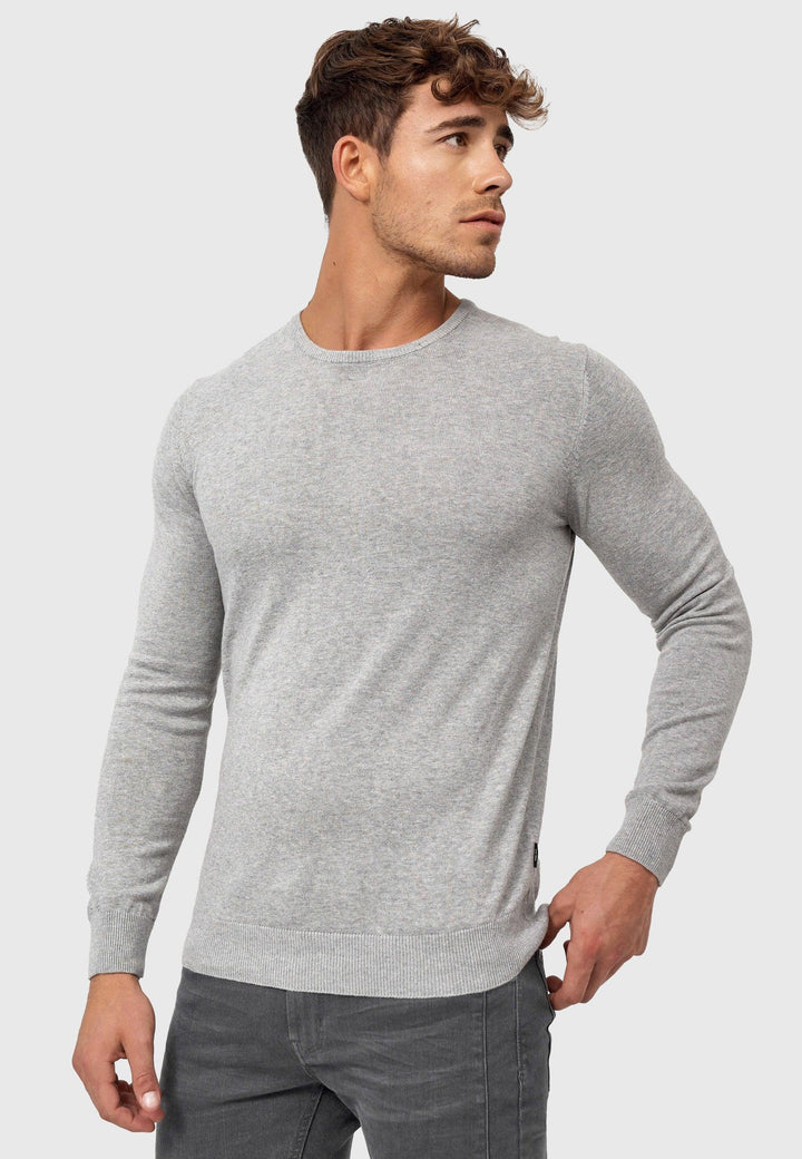 Indicode Herren Benjamin Feinstrickpullover mit Ripp-Bündchen & Rundhals-Ausschnitt aus 100% Baumwolle - INDICODE