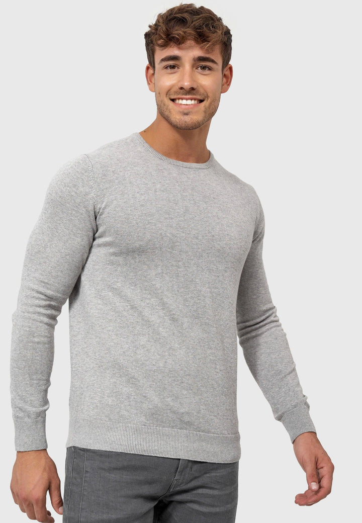 Indicode Herren Benjamin Feinstrickpullover mit Ripp-Bündchen & Rundhals-Ausschnitt aus 100% Baumwolle - INDICODE