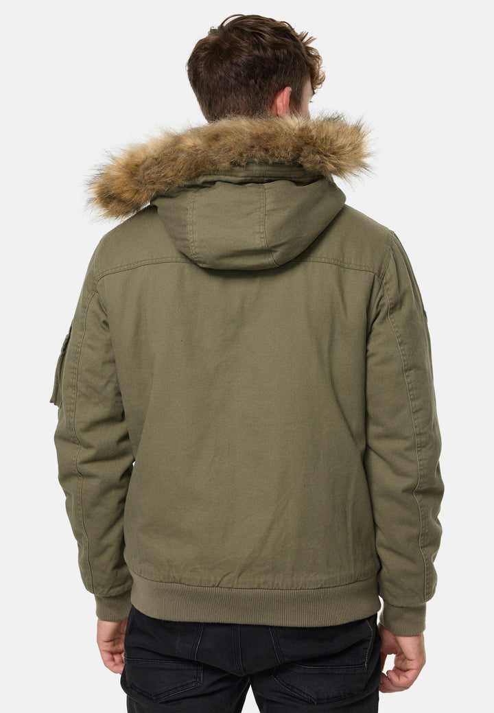 Indicode Herren Pennington Winterjacke aus 100% Baumwolle mit Teddy-Futter & abnehmbarer Kapuze - INDICODE