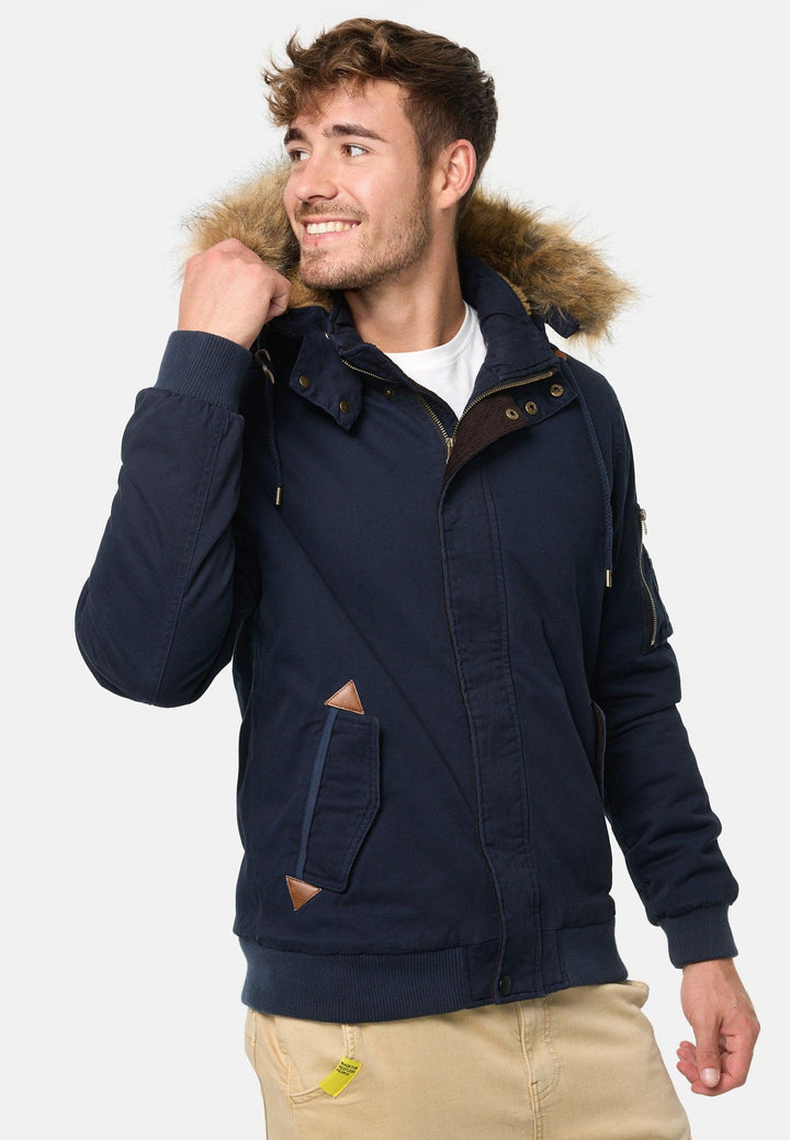 Indicode Herren Pennington Winterjacke aus 100% Baumwolle mit Teddy-Futter & abnehmbarer Kapuze - INDICODE