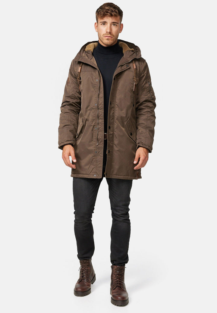 Indicode Herren Bardsley Parka mit gefütterter Kapuze (Teddyfutter) & 6 Taschen - INDICODE
