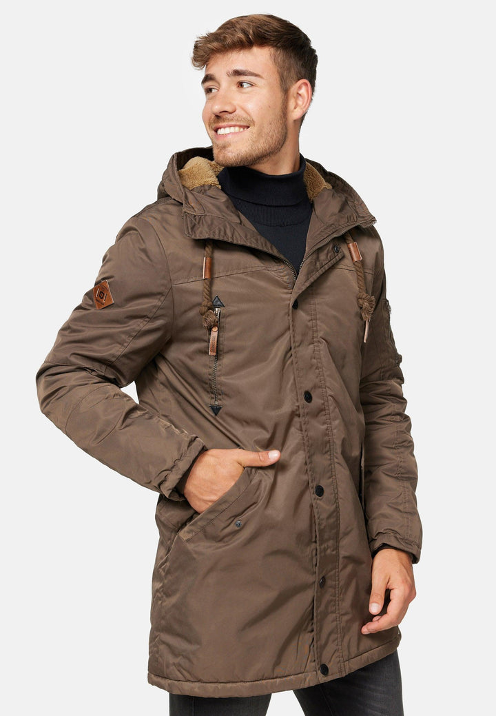 Indicode Herren Bardsley Parka mit gefütterter Kapuze (Teddyfutter) & 6 Taschen - INDICODE