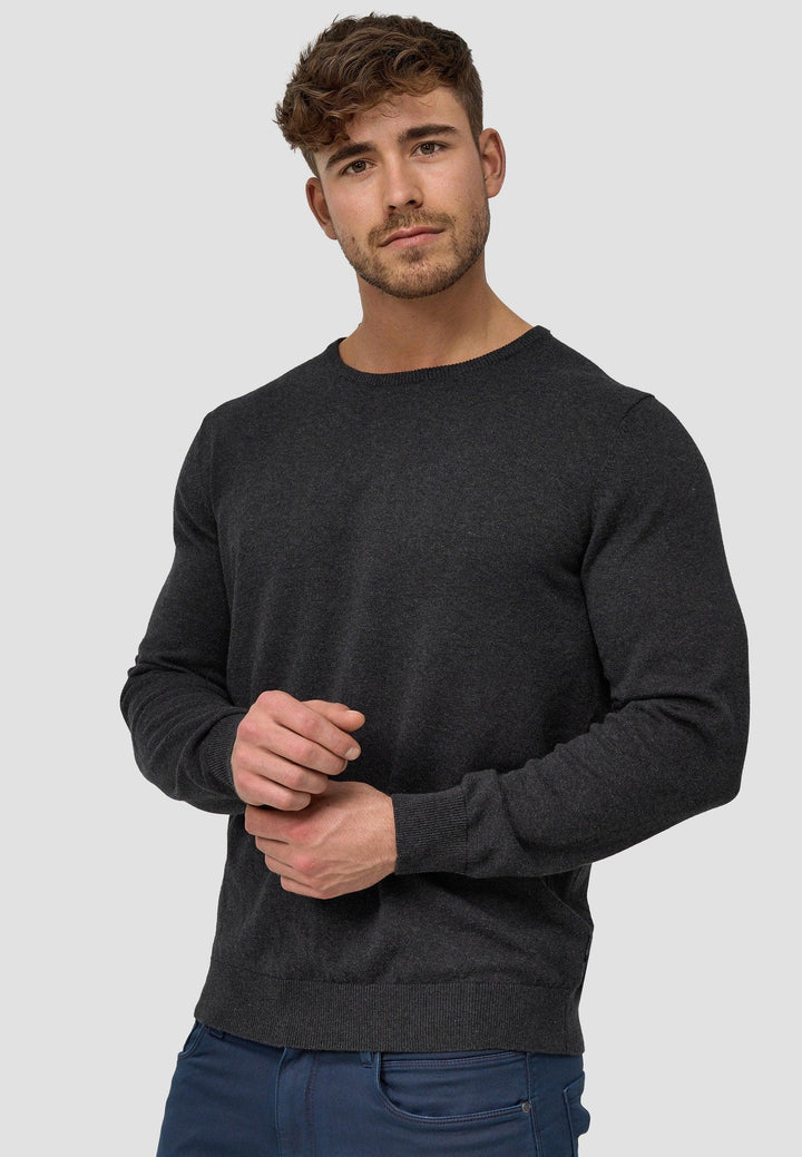 Indicode Herren Benjamin Feinstrickpullover mit Ripp-Bündchen & Rundhals-Ausschnitt aus 100% Baumwolle - INDICODE