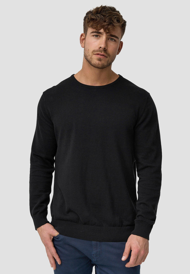 Indicode Herren Benjamin Feinstrickpullover mit Ripp-Bündchen & Rundhals-Ausschnitt aus 100% Baumwolle - INDICODE