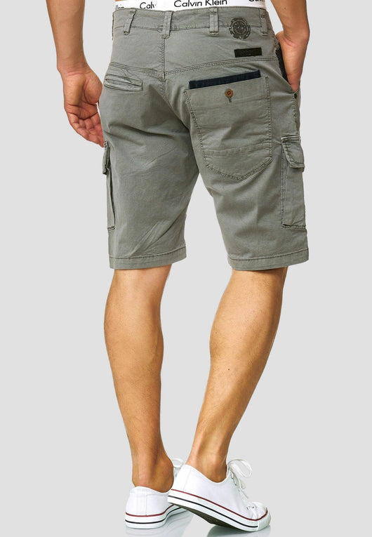 Indicode Herren Hedworth Chino Cargo Shorts mit 7 Taschen aus 98% Baumwolle - INDICODE