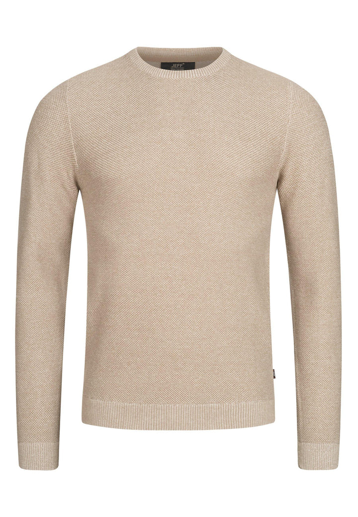 Jeff Herren Crespo Feinstrickpullover mit Ripp-Bündchen & Rundhals-Ausschnitt aus 100% Baumwolle - INDICODE