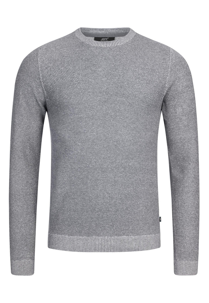 Jeff Herren Crespo Feinstrickpullover mit Ripp-Bündchen & Rundhals-Ausschnitt aus 100% Baumwolle - INDICODE